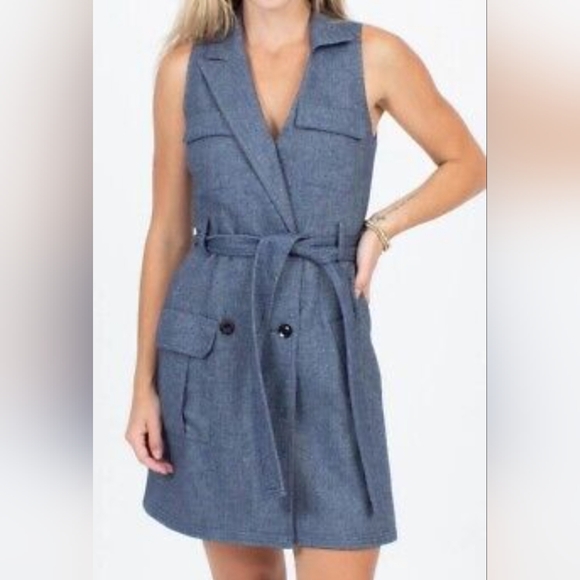 Marissa Webb Blue Wool Blend Sleeveless Dress Size Small - Picture 1 of 6